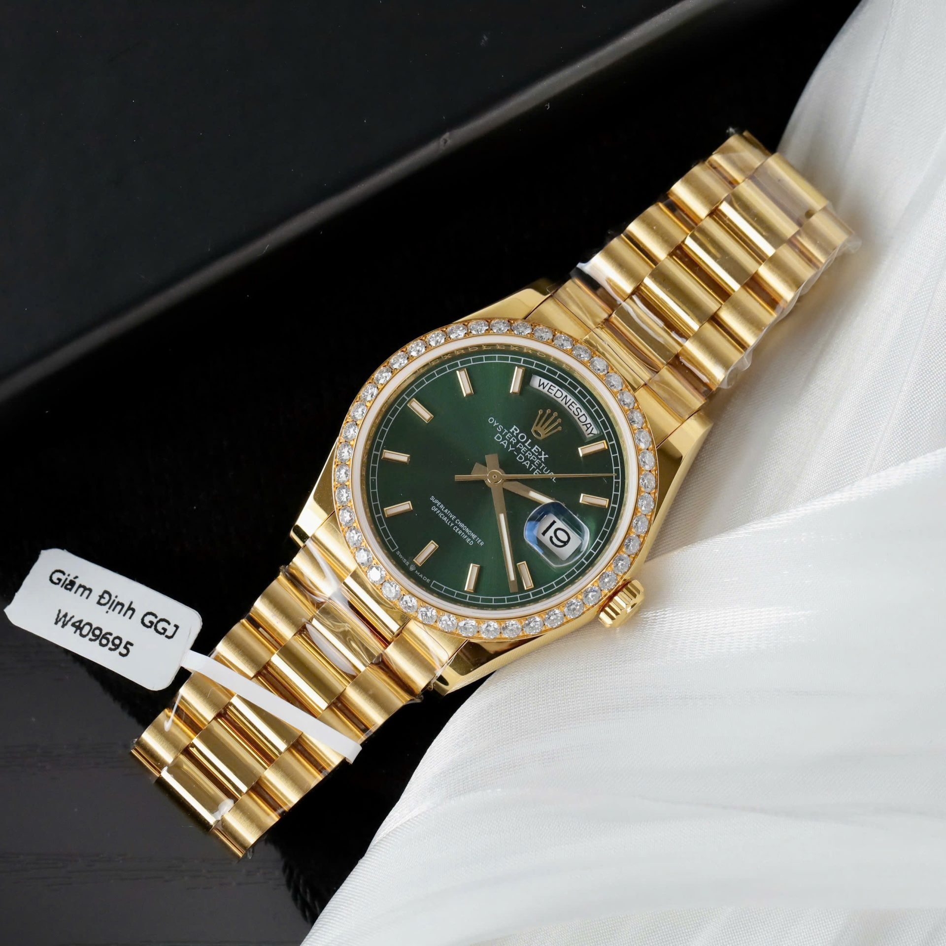 Rolex Day-Date YG Plated Green Dial With Diamonds 36mm Super Clone