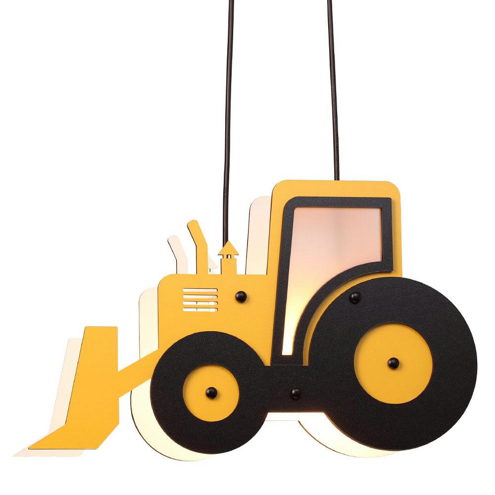 CONSTRUCCIÓN - Suspension en forme d'excavatrice jaune et noire