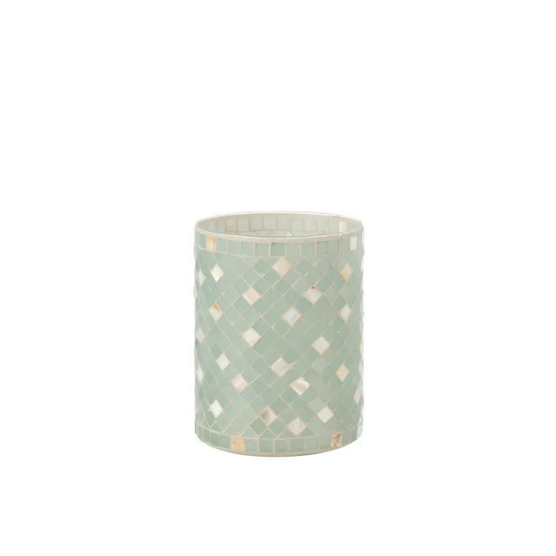 MOSAÏQUES - Photophore droit verre gris/nacre H20,5cm