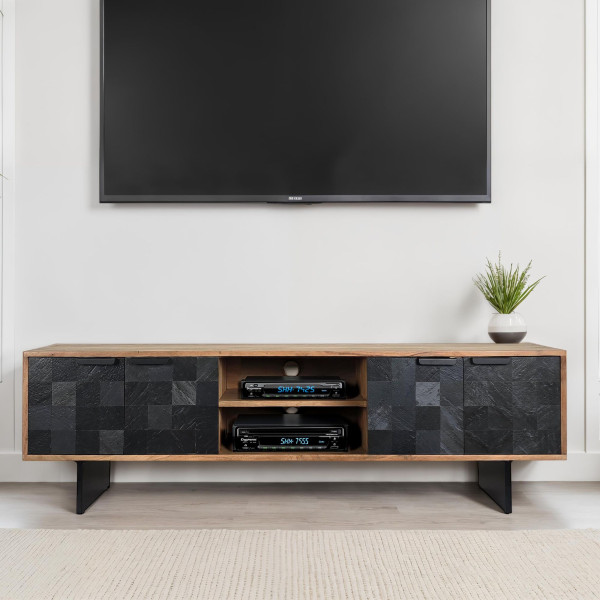 Szafka RTV Akacja Drewno Lite 150cm TV Board Industrial Przechowywaniem
