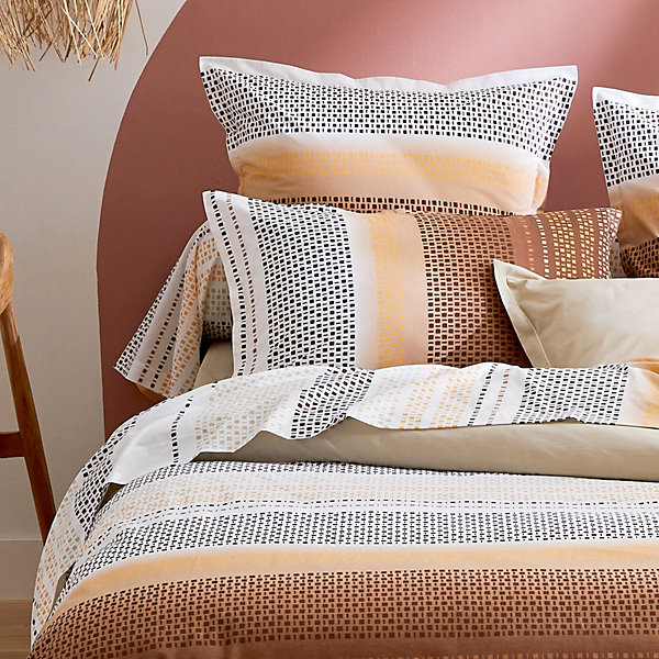 Housse de couette esprit géométrique en coton (300x240 cm - Cuivre)