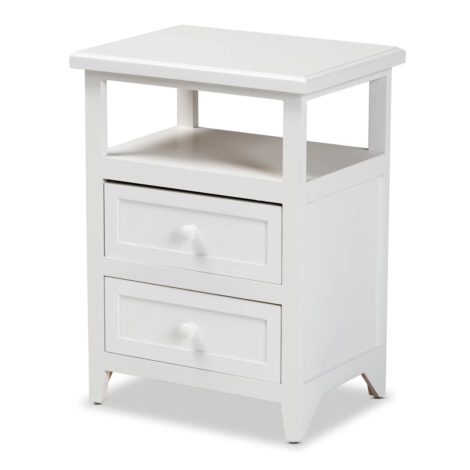 Baxton Studio Karsen Modern and Contemporary White Finished Wood 2-Drawer End Table