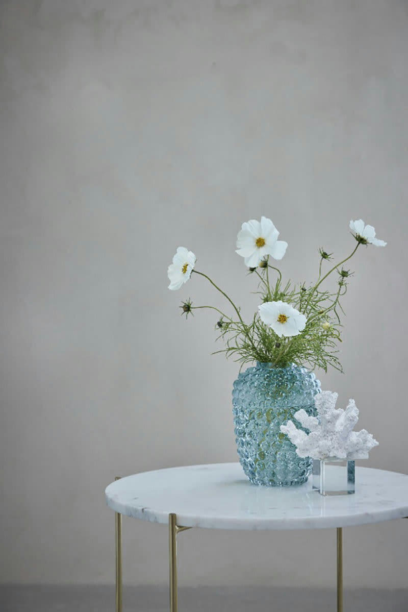 - Vase en verre bleu H20