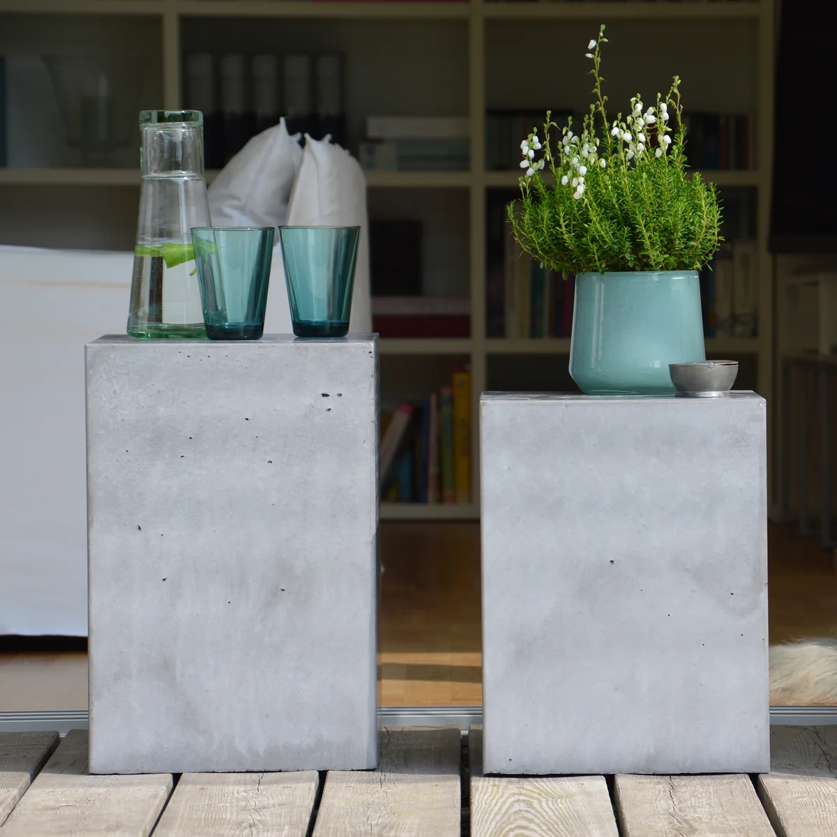 Jan Kurtz - Block Beistelltisch H 46 cm, Beton gewachst