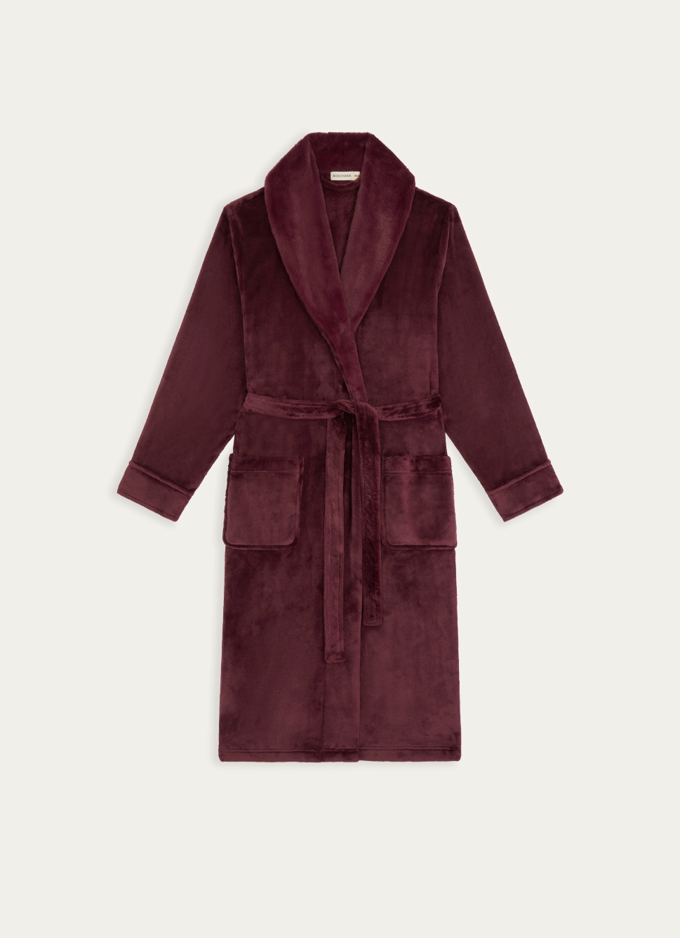 PEIGNOIR POLAIRE AVEC COL EN FAUSSE FOURRURE BORDEAUX