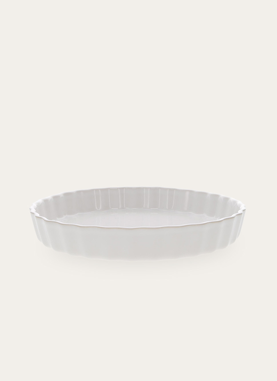 PLAT à TARTE EN GRÈS AUTHENTIQUE BLANC