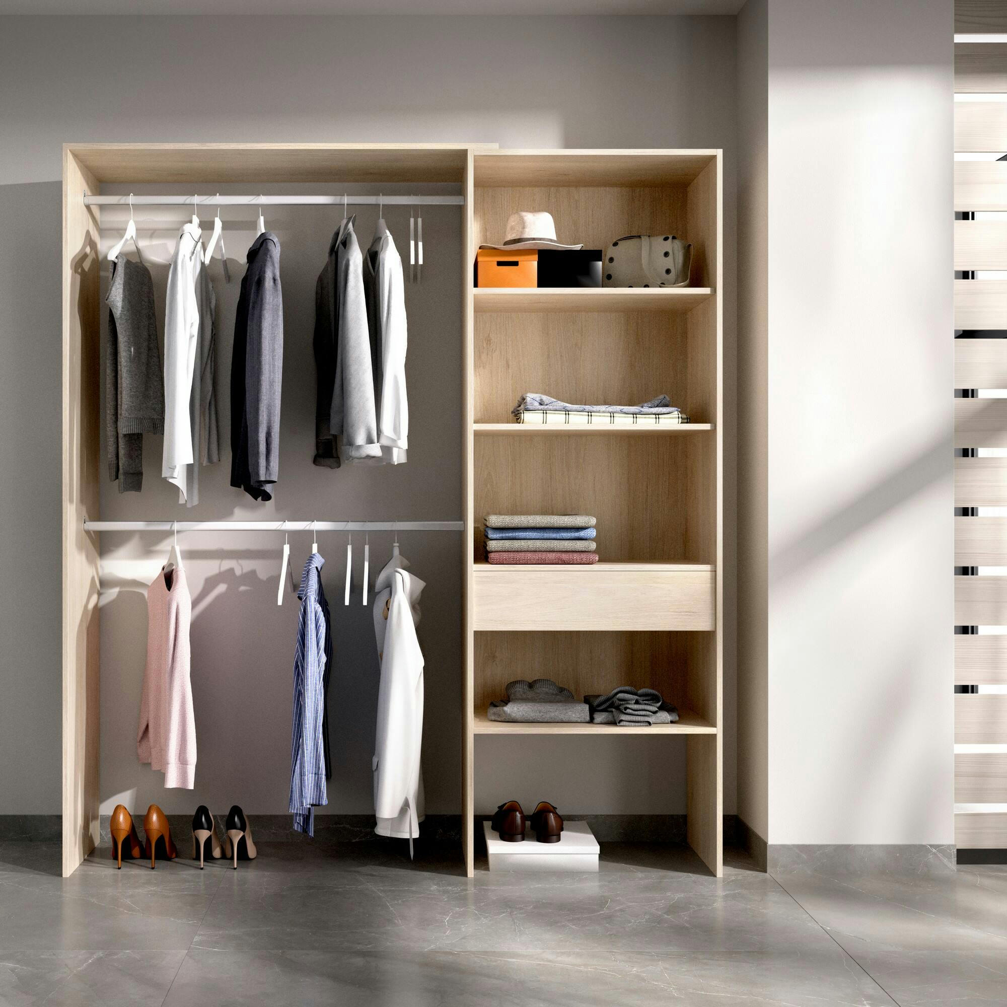 LHOTSE - Garde-robe effet bois chêne