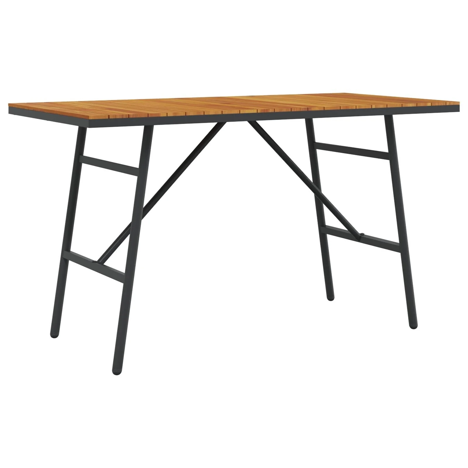 vidaXL Dining Table - Black, 43.3x21.7x24.4 in, Made from Solid Acacia Wood - 43.3 x 21.7 x 24.4 in