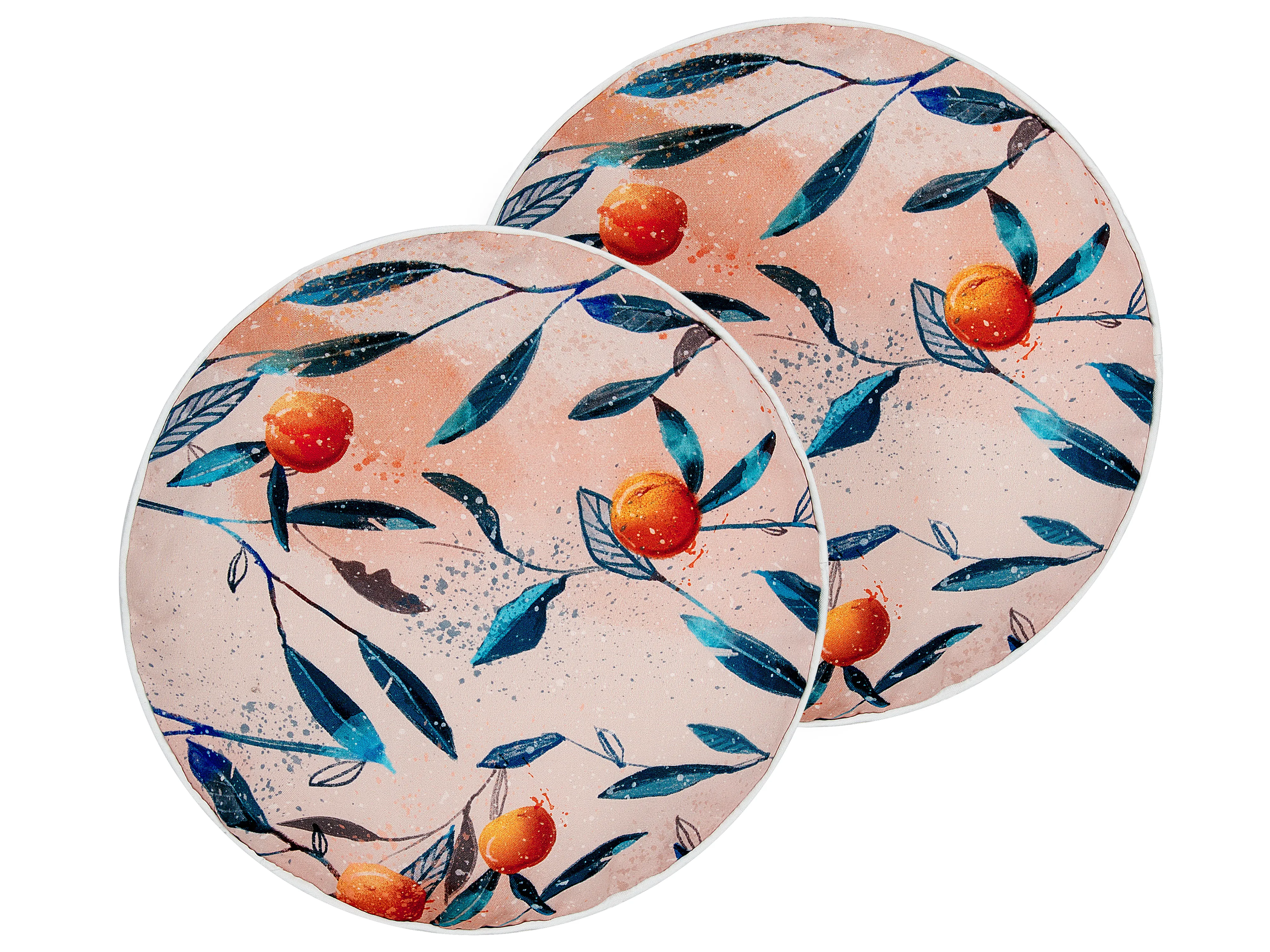Set of 2 Outdoor Cushions PIALPETTA Plant Pattern 45 x 45 cm Orange