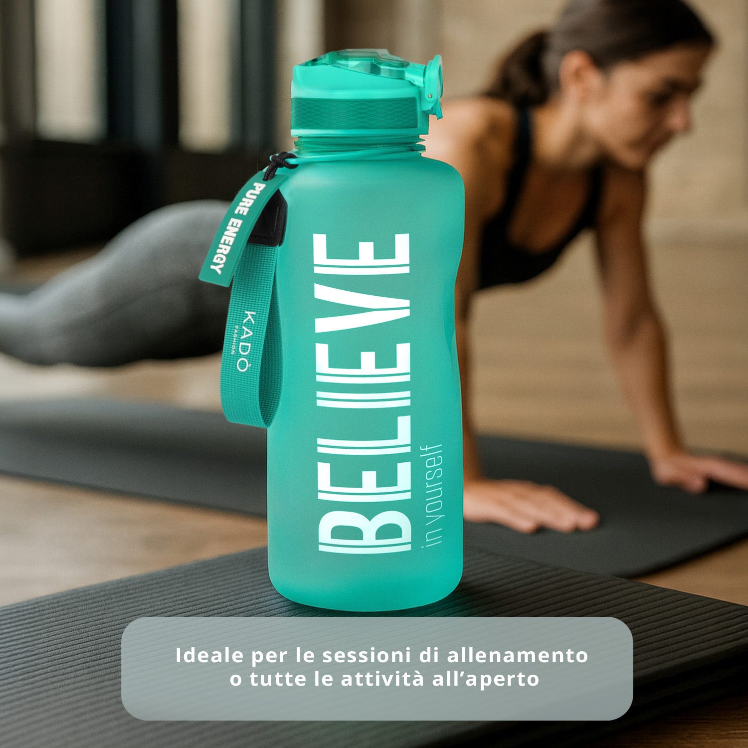 Borraccia scritta motivazionale 2,2 L azzurro Bold Collection
