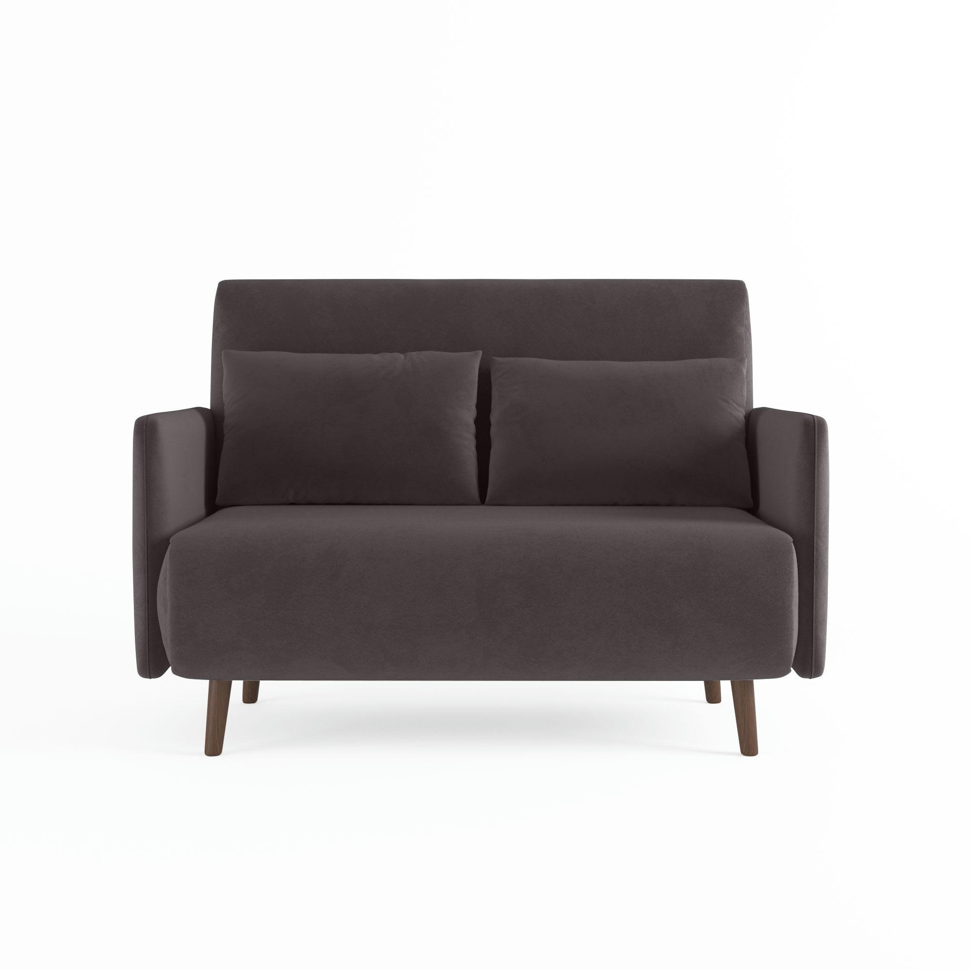 OLYMPIA - Canapé-lit 2 places en velours brun foncé