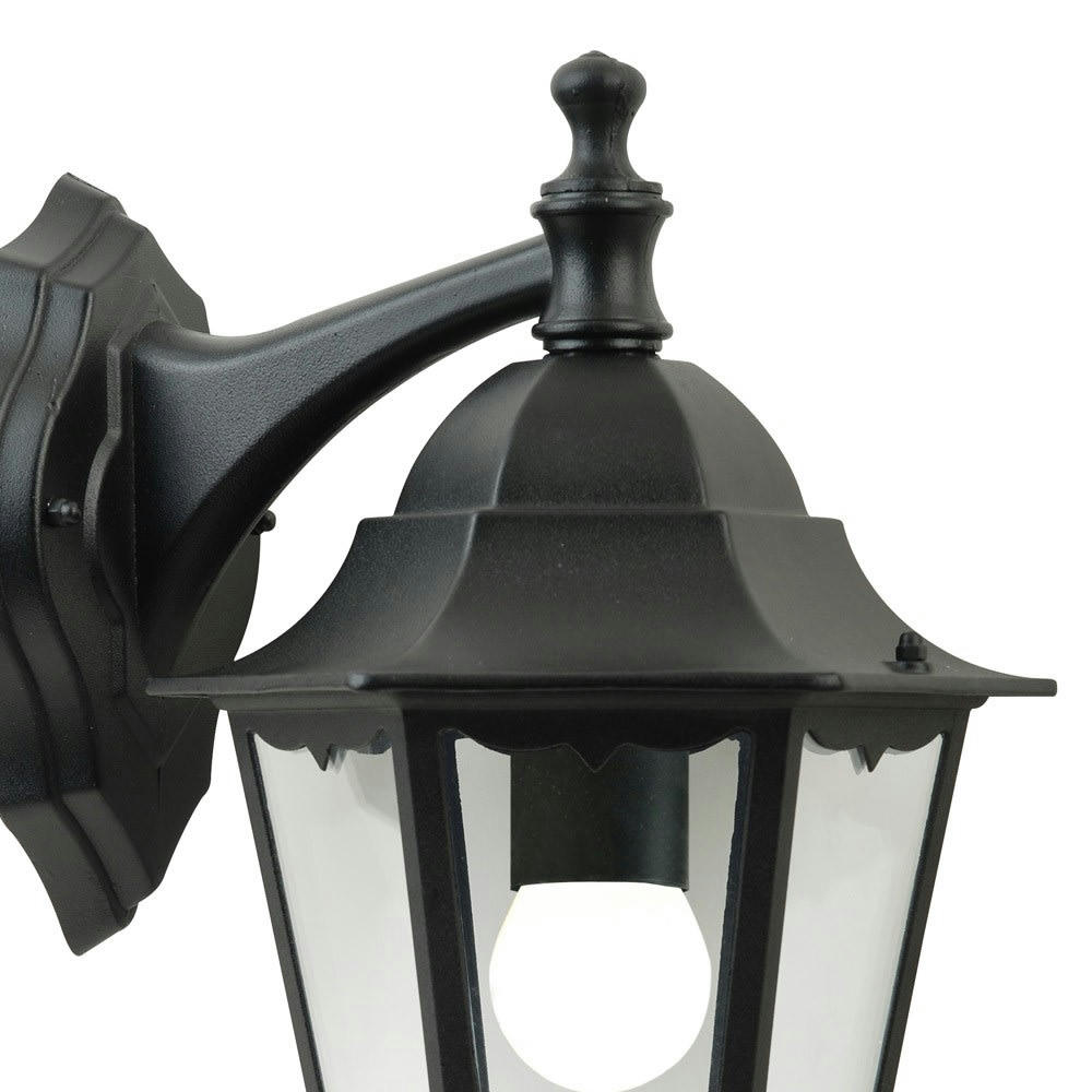 CARDIFF - Applique d'extérieur vintage noire et verre avec forme de lanterne