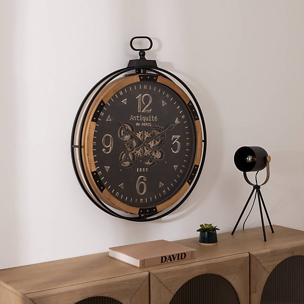 Horloge Amri noir D70cm - Atmosphera
