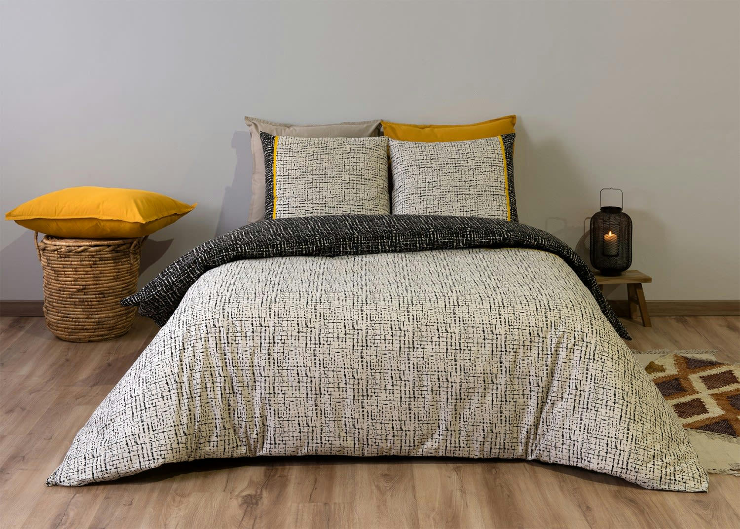 VULCANE - Parure housse de couette coton blanc 140x200 cm