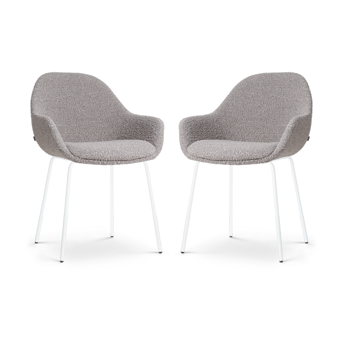 Nolon Nora-Mae Eetkamerstoelen Set van 2 - Bouclé Taupe - Witte Poten