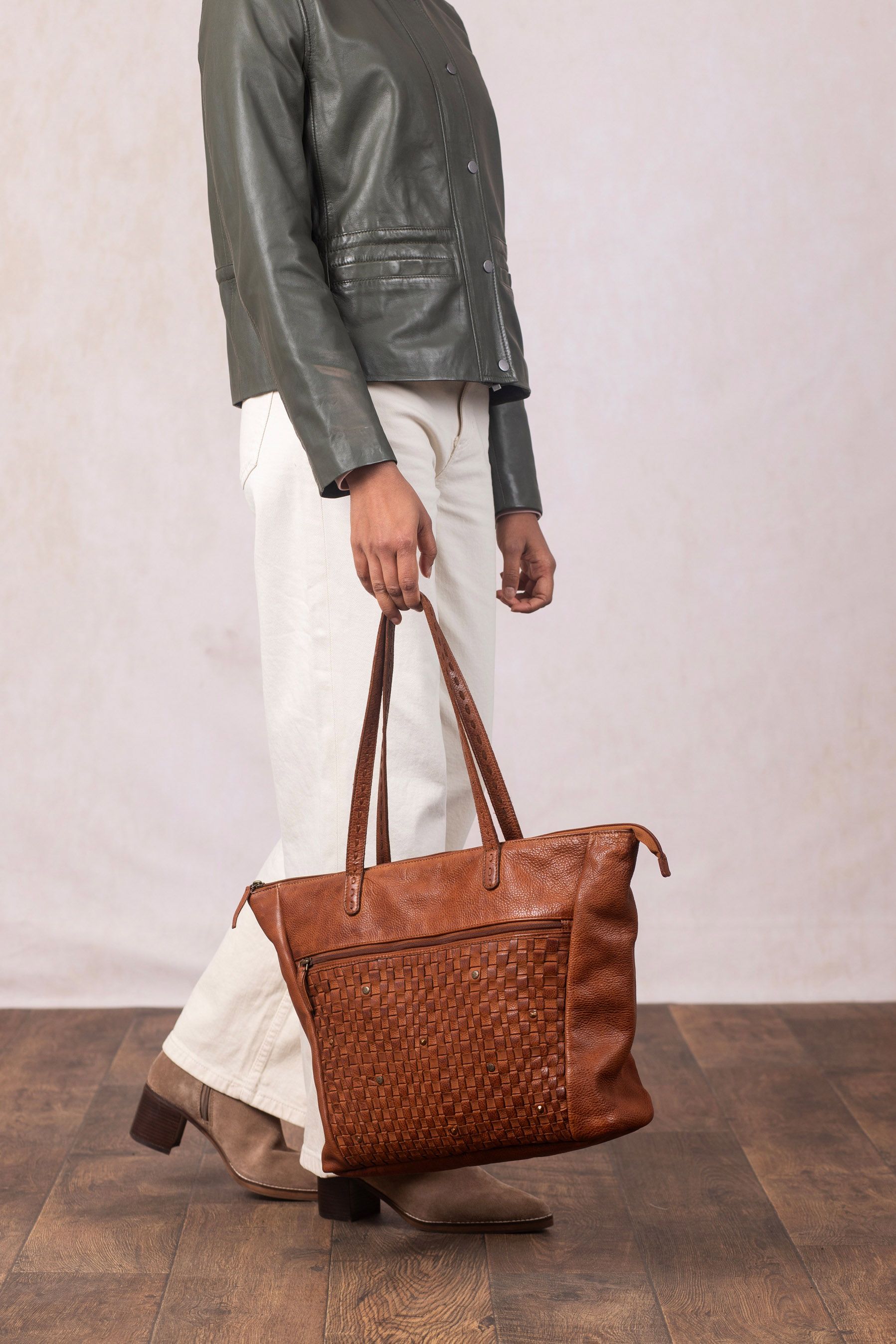 Lakeland Leather Storrs' Woven Leather Tote Bag