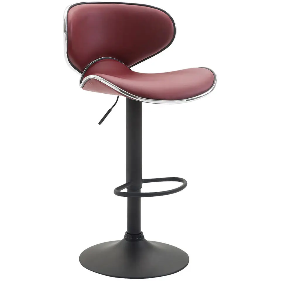 CLP Set van 2 Barkruk Las Vegas v2 zwart Frame - Kunstleer - bordeauxrood