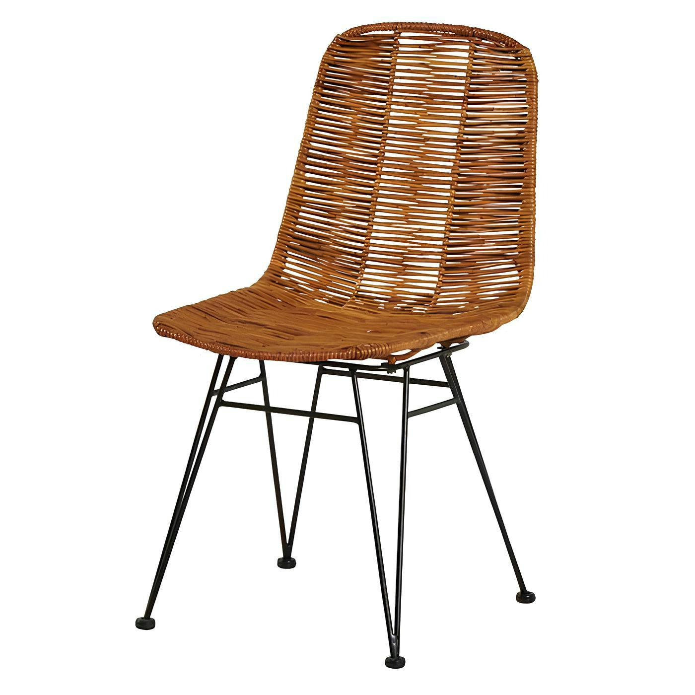 Chaise en rotin naturel pieds métal noir (lot de 2) CANADA