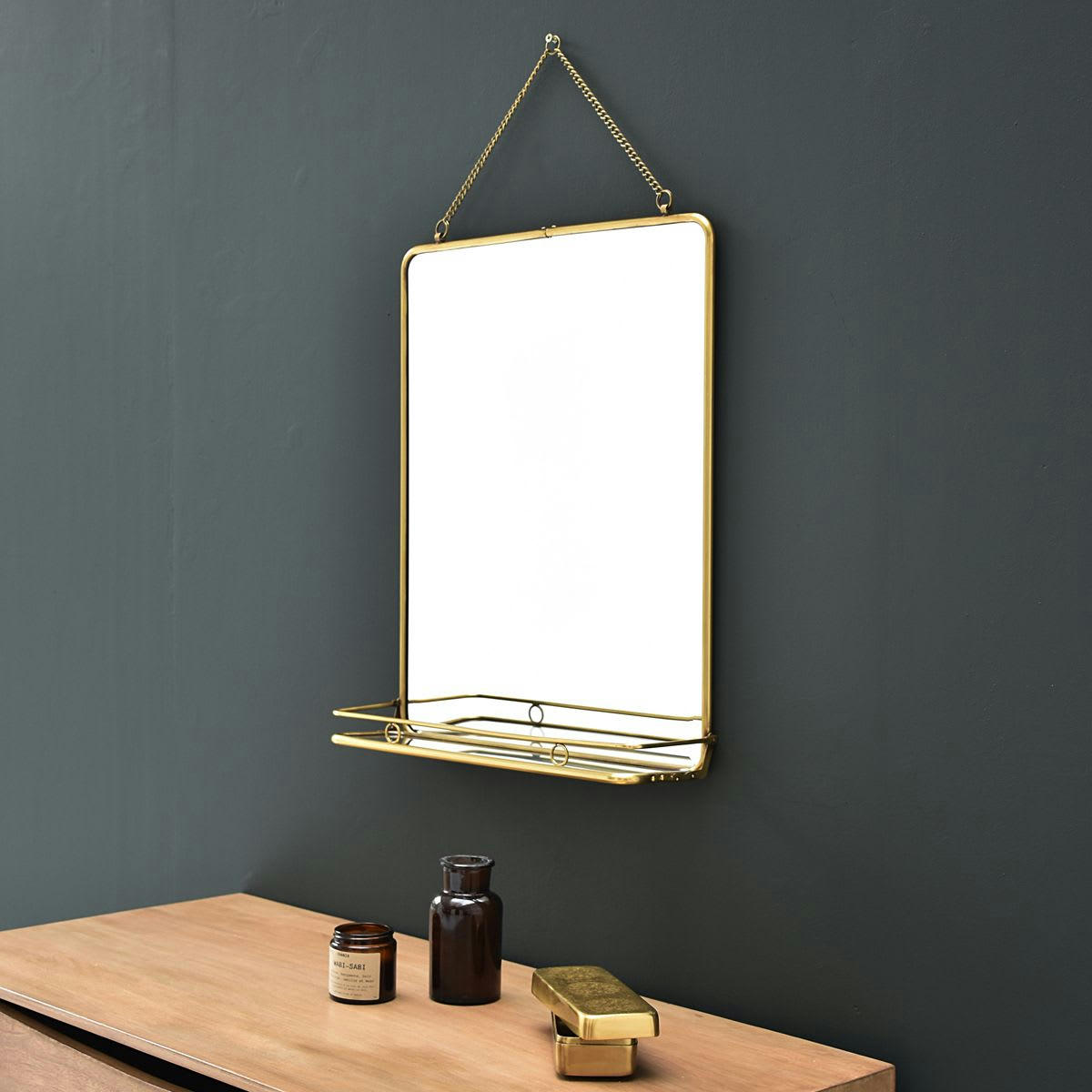 CHAUMONT - Miroir en laiton or 41x52