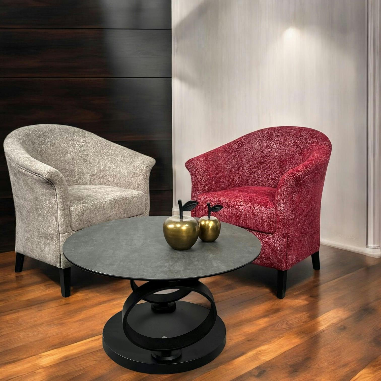 Fauteuil Cabriolet rouge chiné MIRA