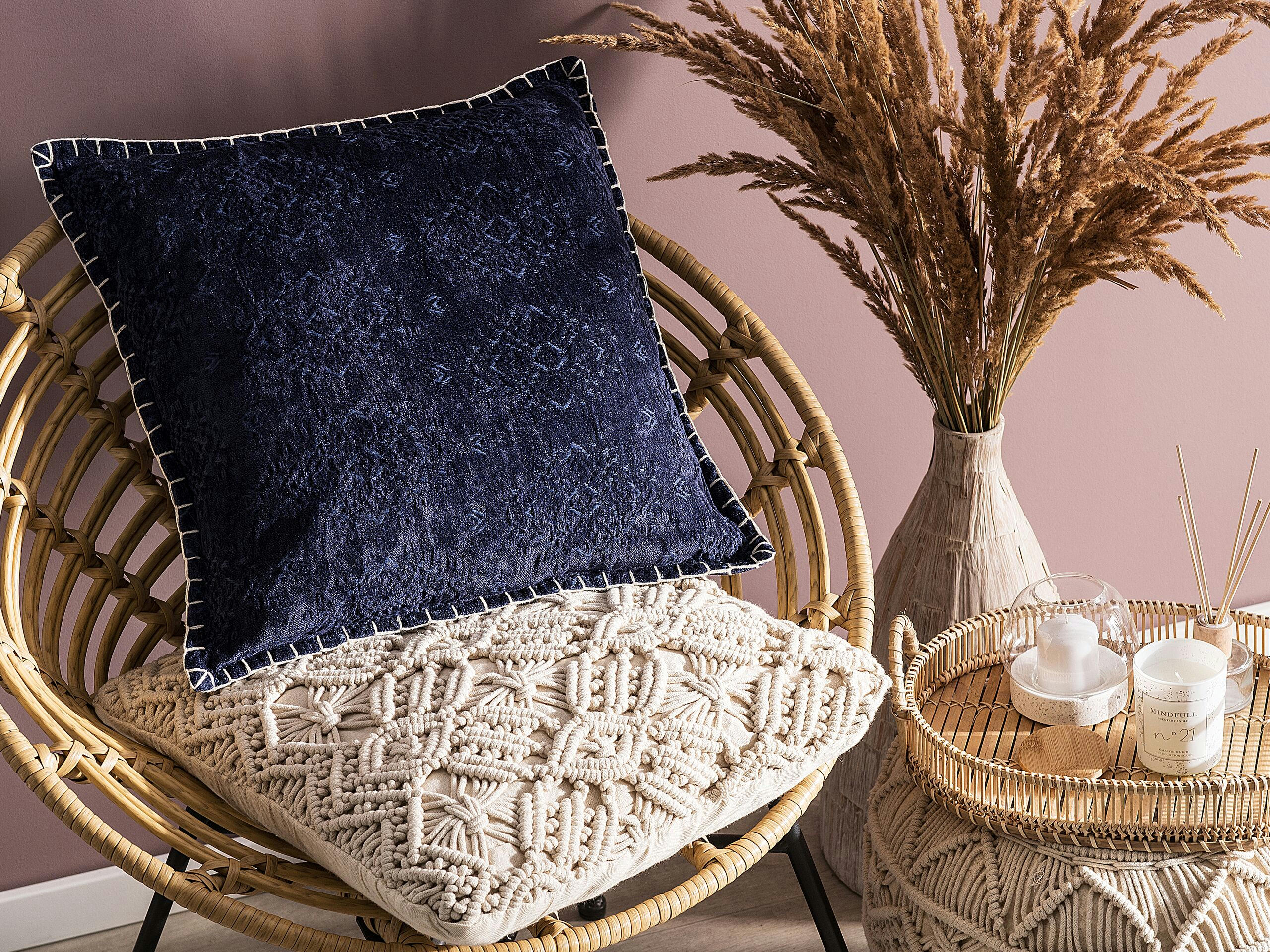 MELUR - Coussin décoratif en tissu bleu 45x10cm