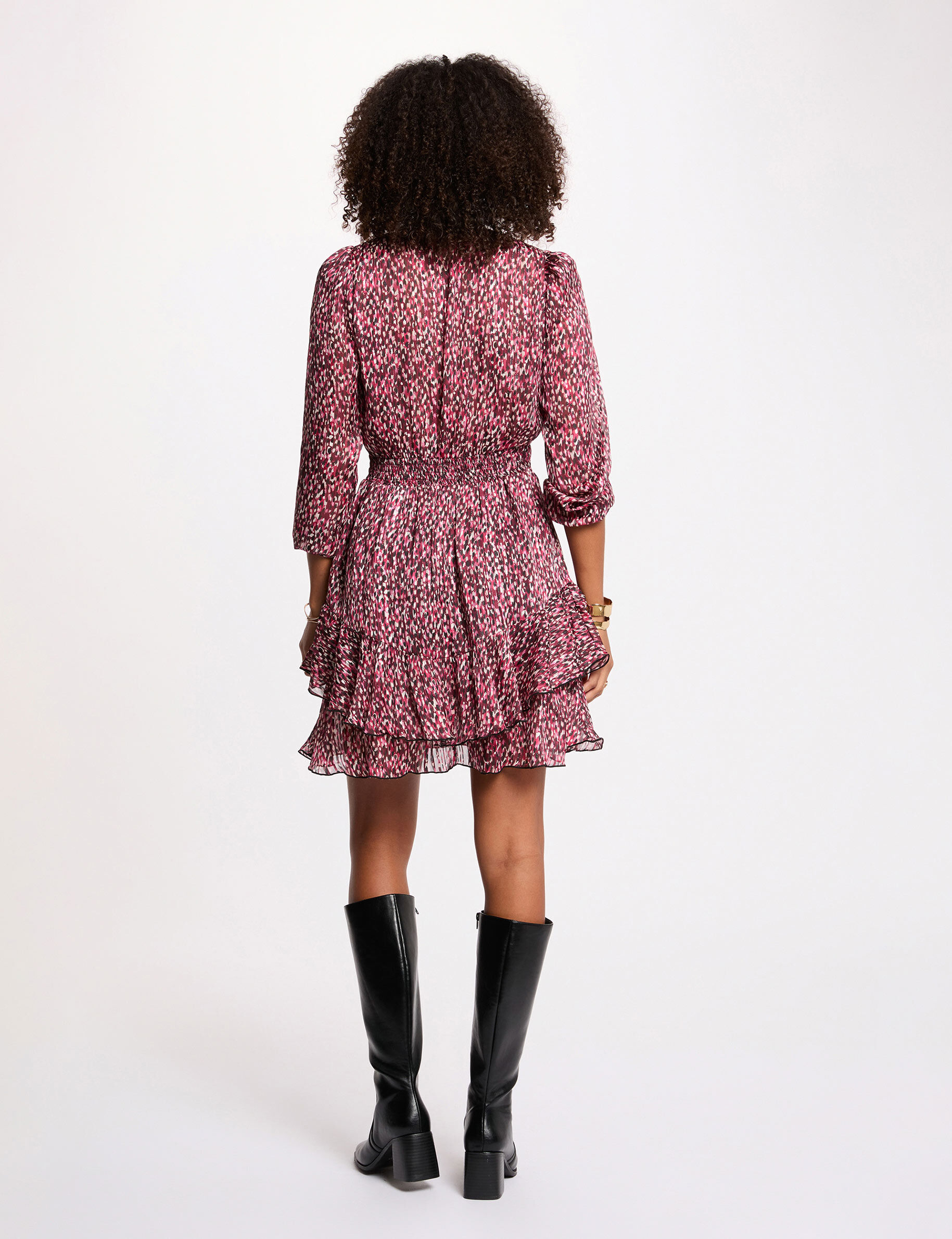 Short Dress With V-Neck Multicolor Women