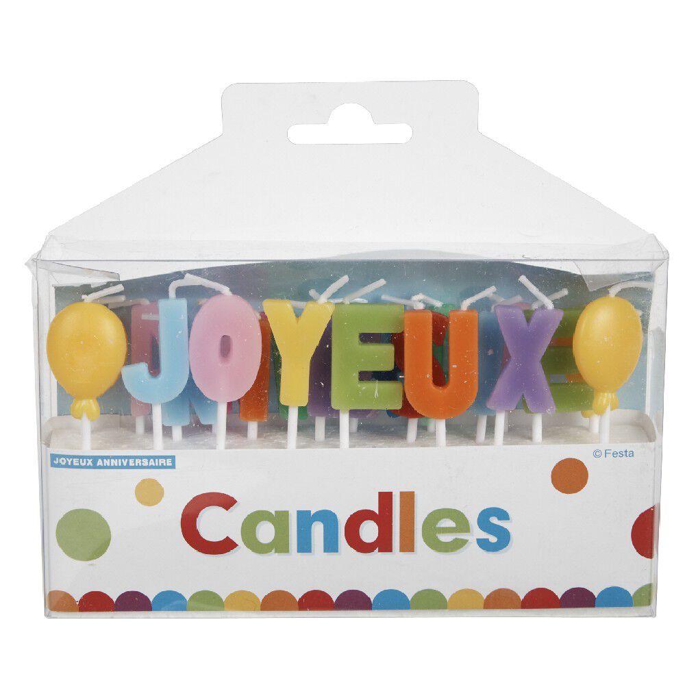 Bougies Joyeux anniversaire multicolore