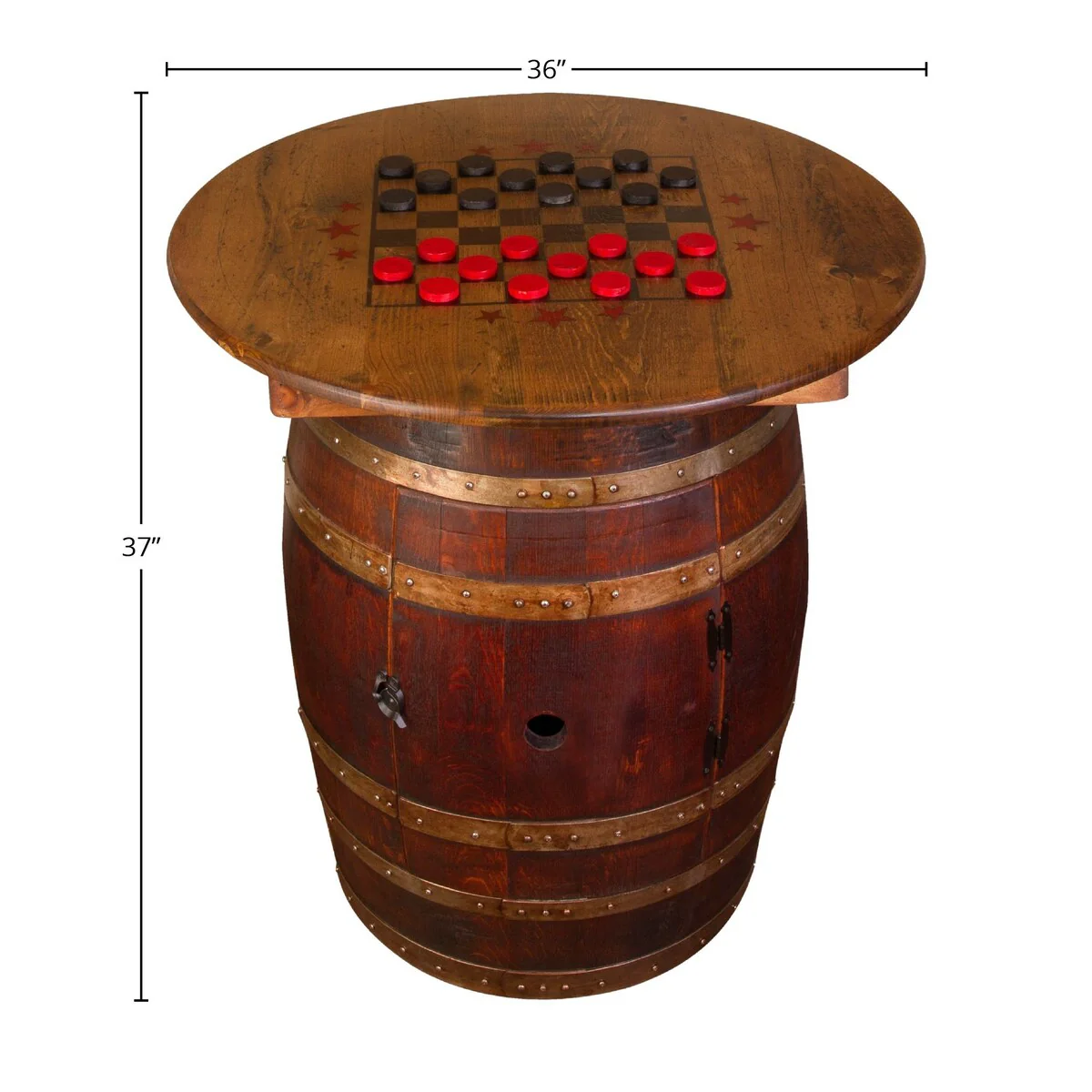 Wine Barrel Designs 36 Wide Vintage Game Table with Storage - N/A