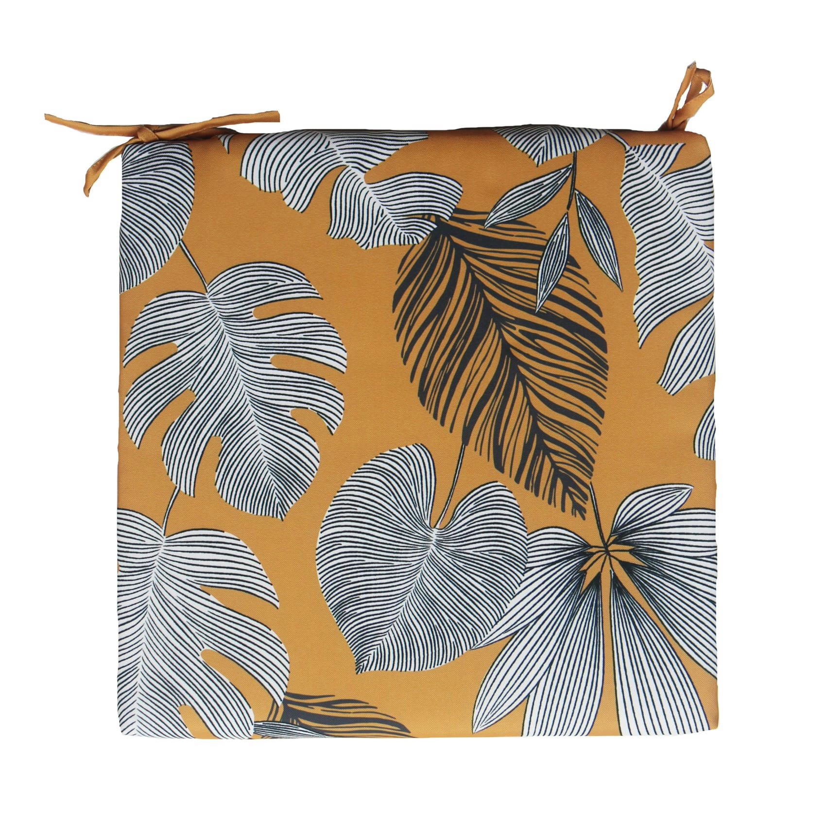 TROPICAL - Galette extérieur en fibre synthétique jaune 40x40