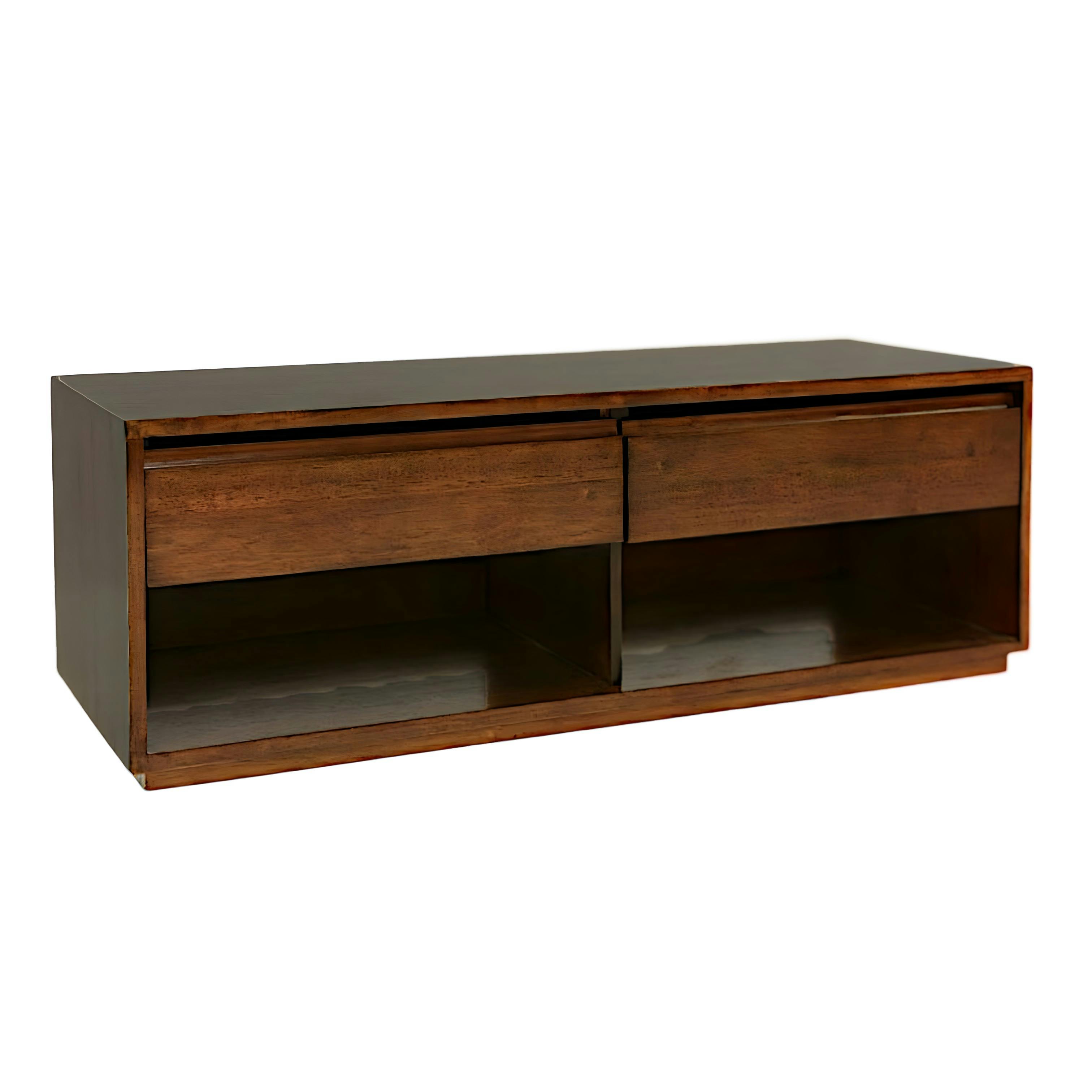 Meuble TV Hévéa 2 tiroirs, 2 niches basses 120x45x45cm BALTIC