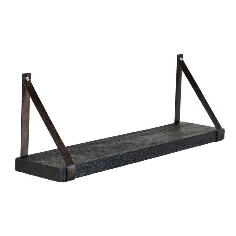 - Étagère 75 x 18 x 28 cm Noir Bois Cuir