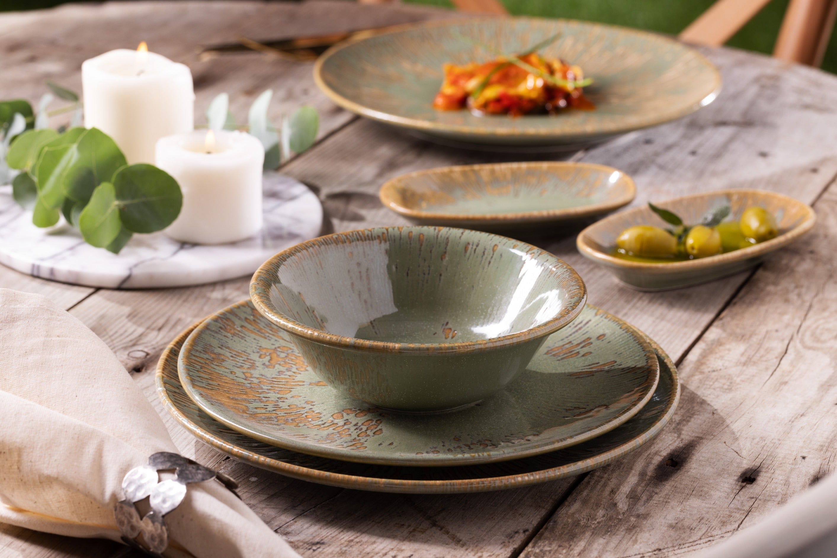 Bonna Gebaksbord - Sage Snell - Porselein - 23 cm - set van 6
