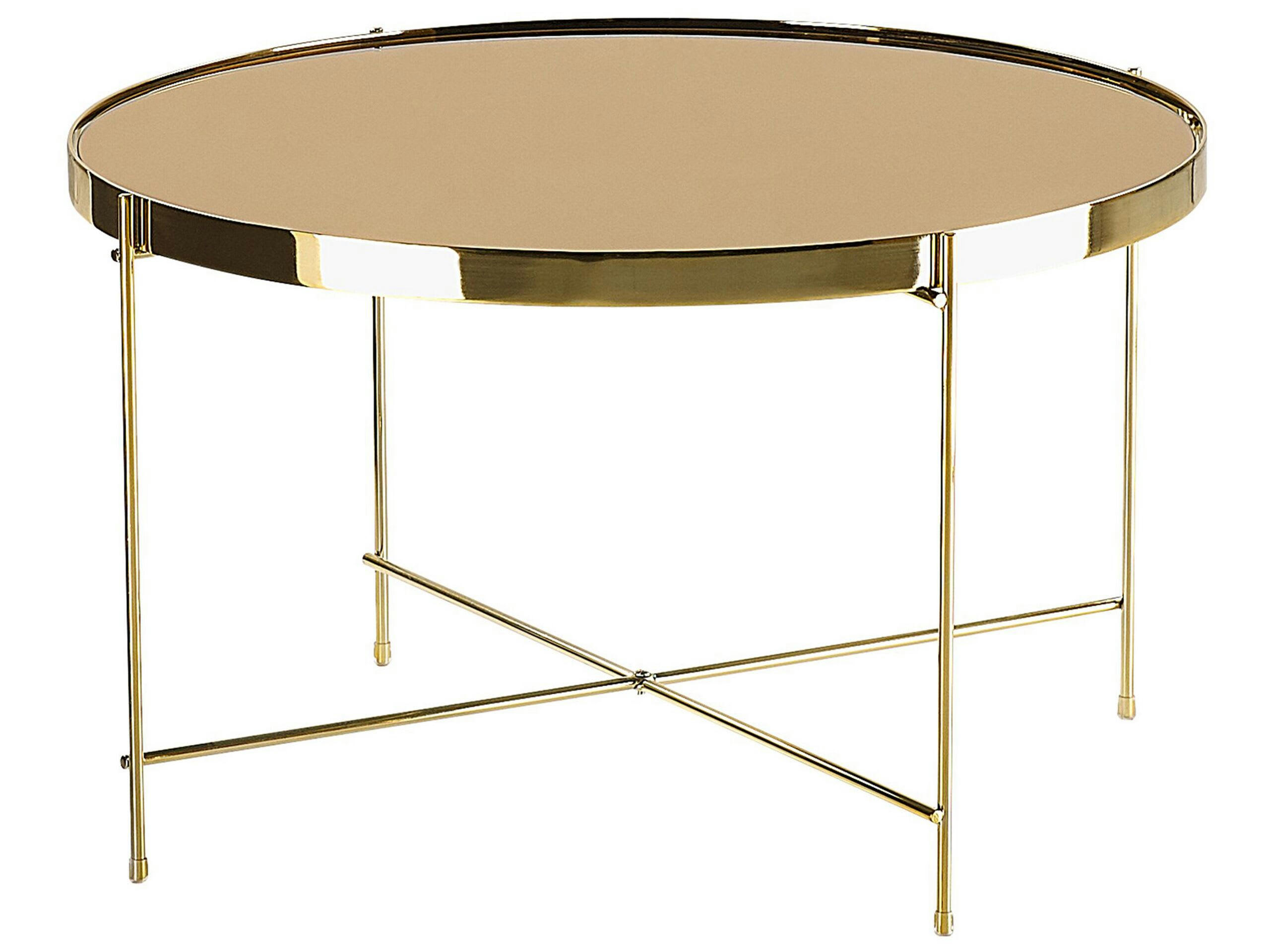 LUCEA - Table basse marron et dorée ronde ⌀ 63 cm