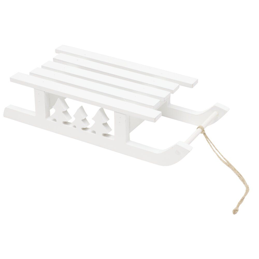 Luge décorative à poser en bois blanc 26x11xH6cm