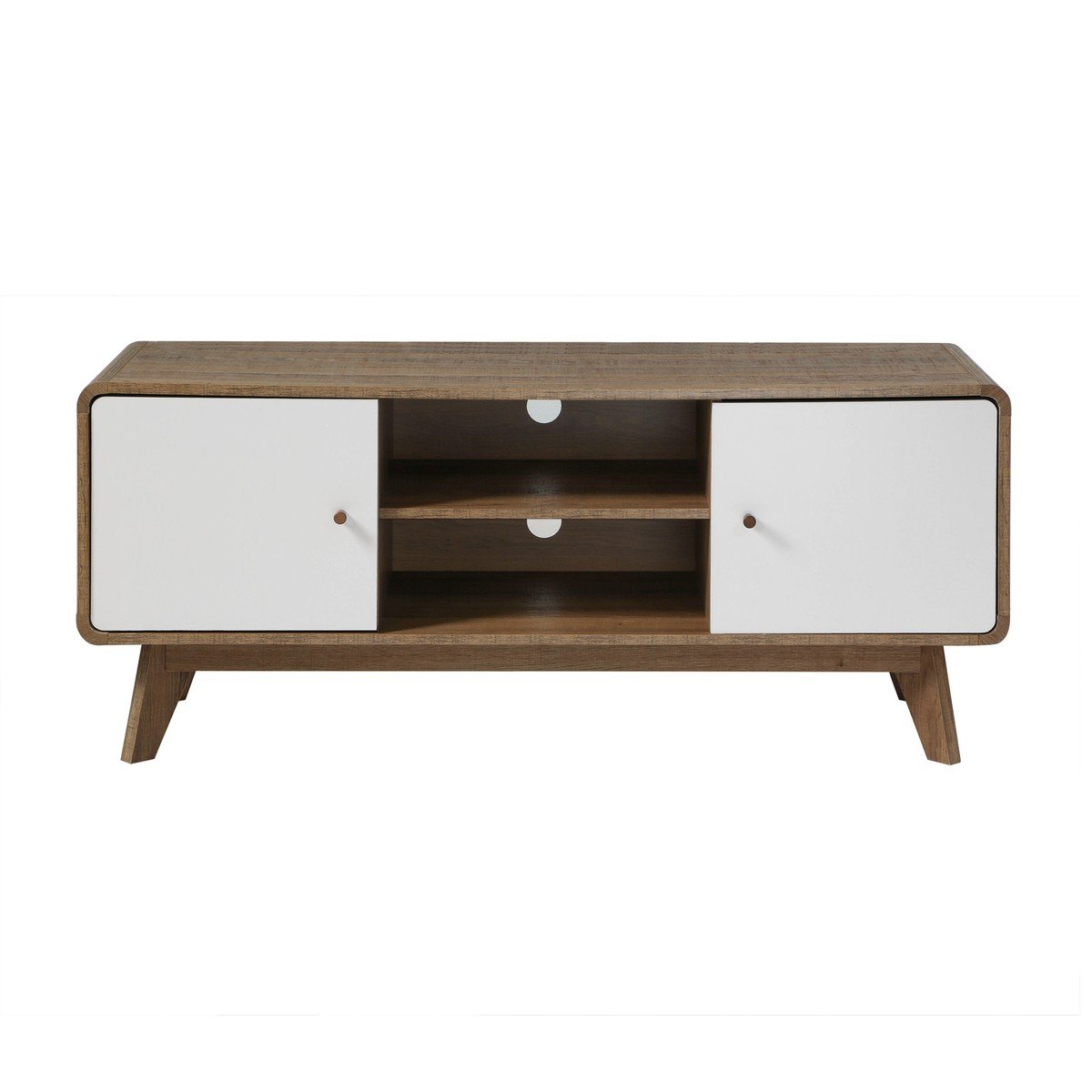 Calicosy - TV-Meubel ALBURA - Houtdecor en wit - 128,5 cm