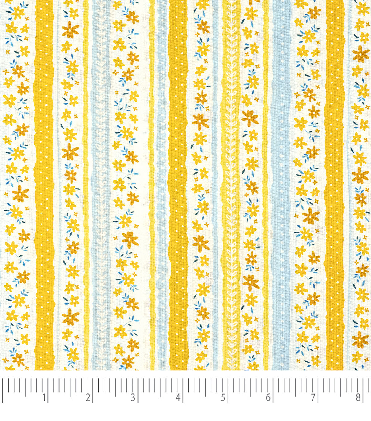 Singer Yellow Floral Striped Quilt Cotton Fabric