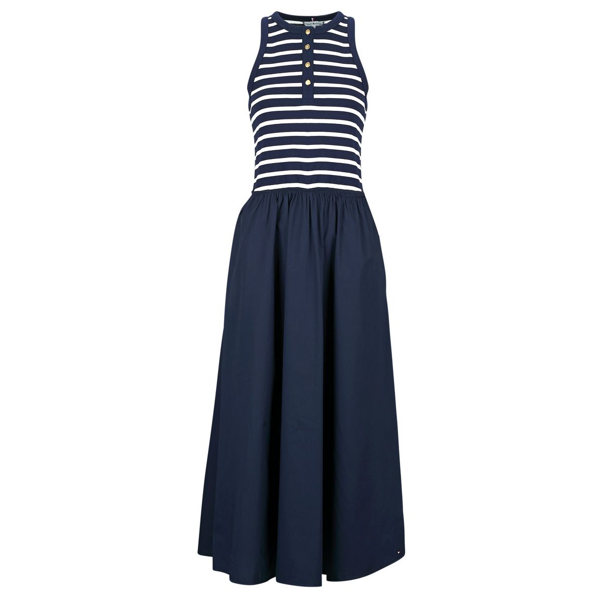 Tommy Hilfiger - GOLD BUTTON POPLIN MIX DRESS - Marine