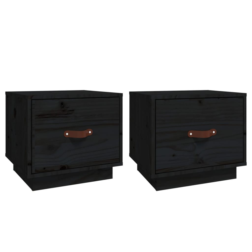 2x Szafka Nocna Stolik Komoda Czarna z Szufladą Do Sypialni 40x34x35 cm