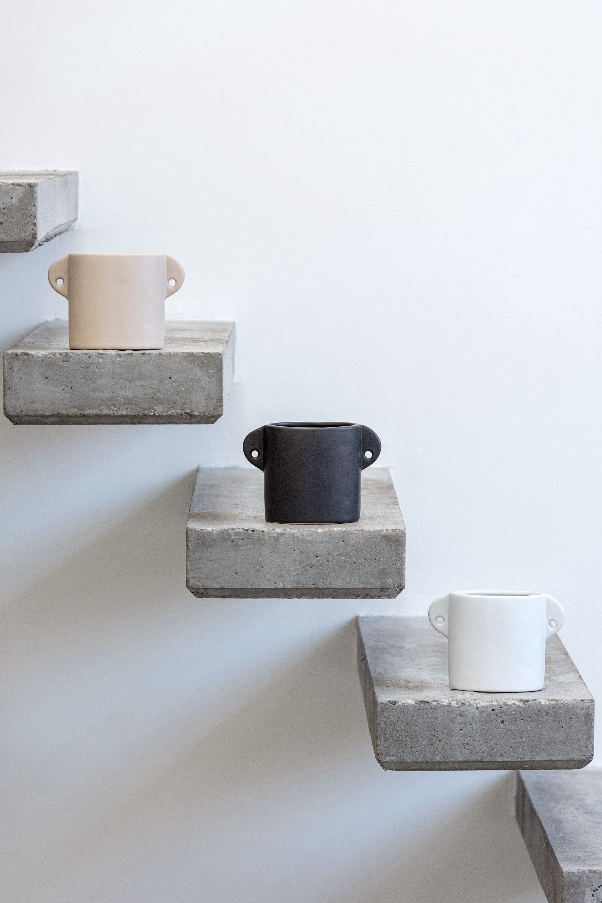 J-Line bloempot Renaissance - keramiek - beige - 2 stuks - Ø 8.5 cm