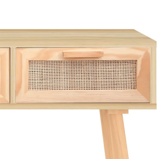 NNEVL Console Table Brown 105x30x75 cm Solid Wood Pine&Natural Rattan