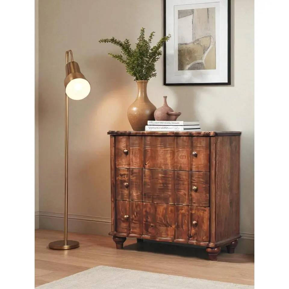 Artisan Furniture Massief houten Camille-kast, 3 lades, bruin