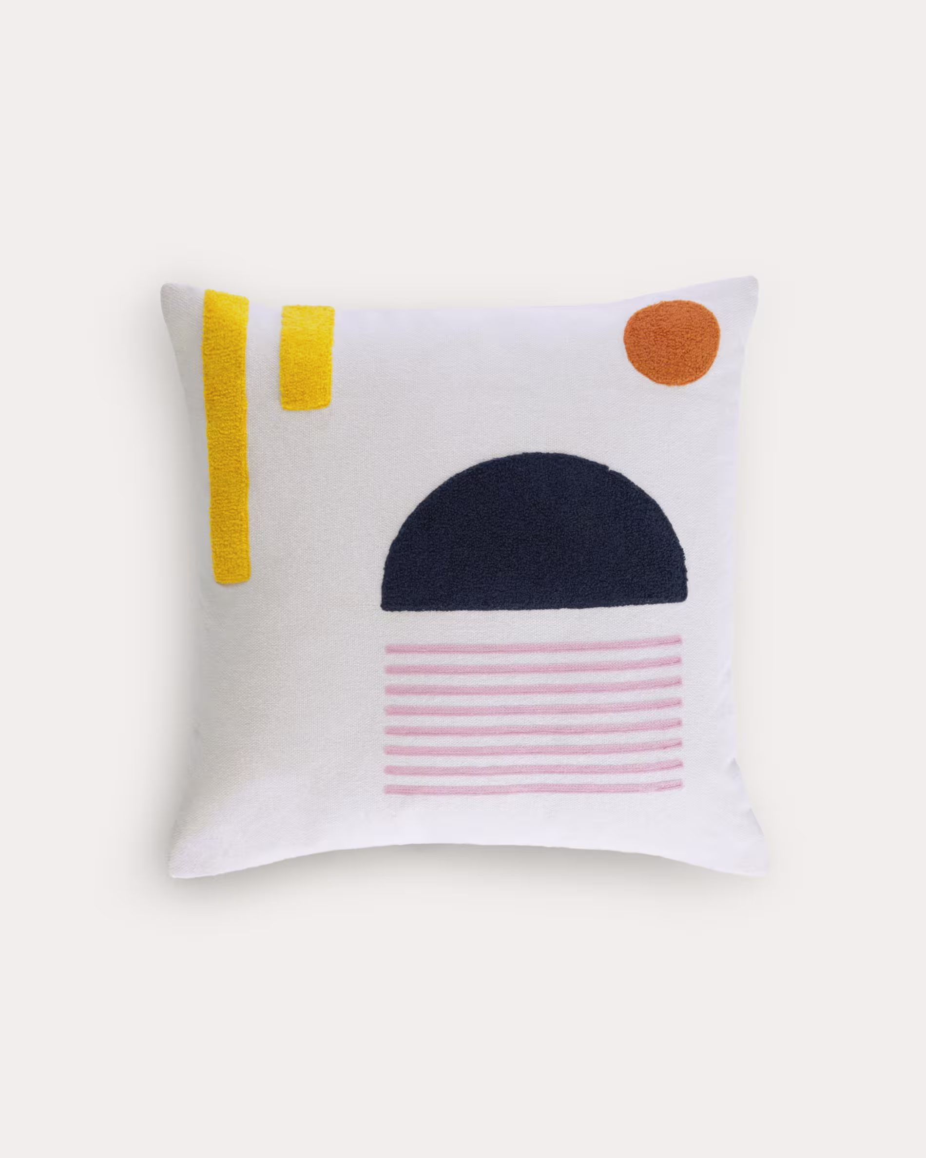 Funda cojín Natala 100% algodón blanco y  semicírculo azul 45 x 45 cm