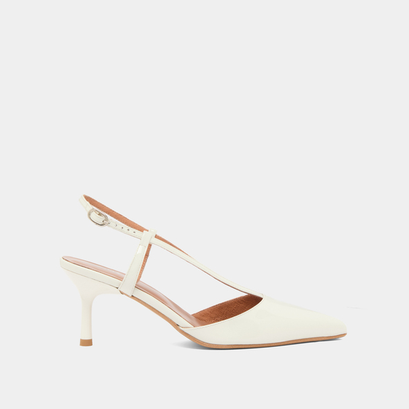 Escarpins slingbacks à bouts pointusen vernis perle | DUO