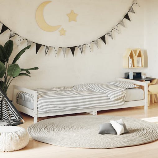 NNEVL Kids Bed Frame White 90x190 cm Solid Wood Pine