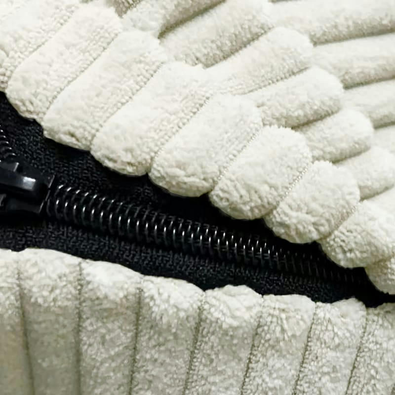 - Pouf Velours Côtelé Blanc cassé 180 x 140 cm