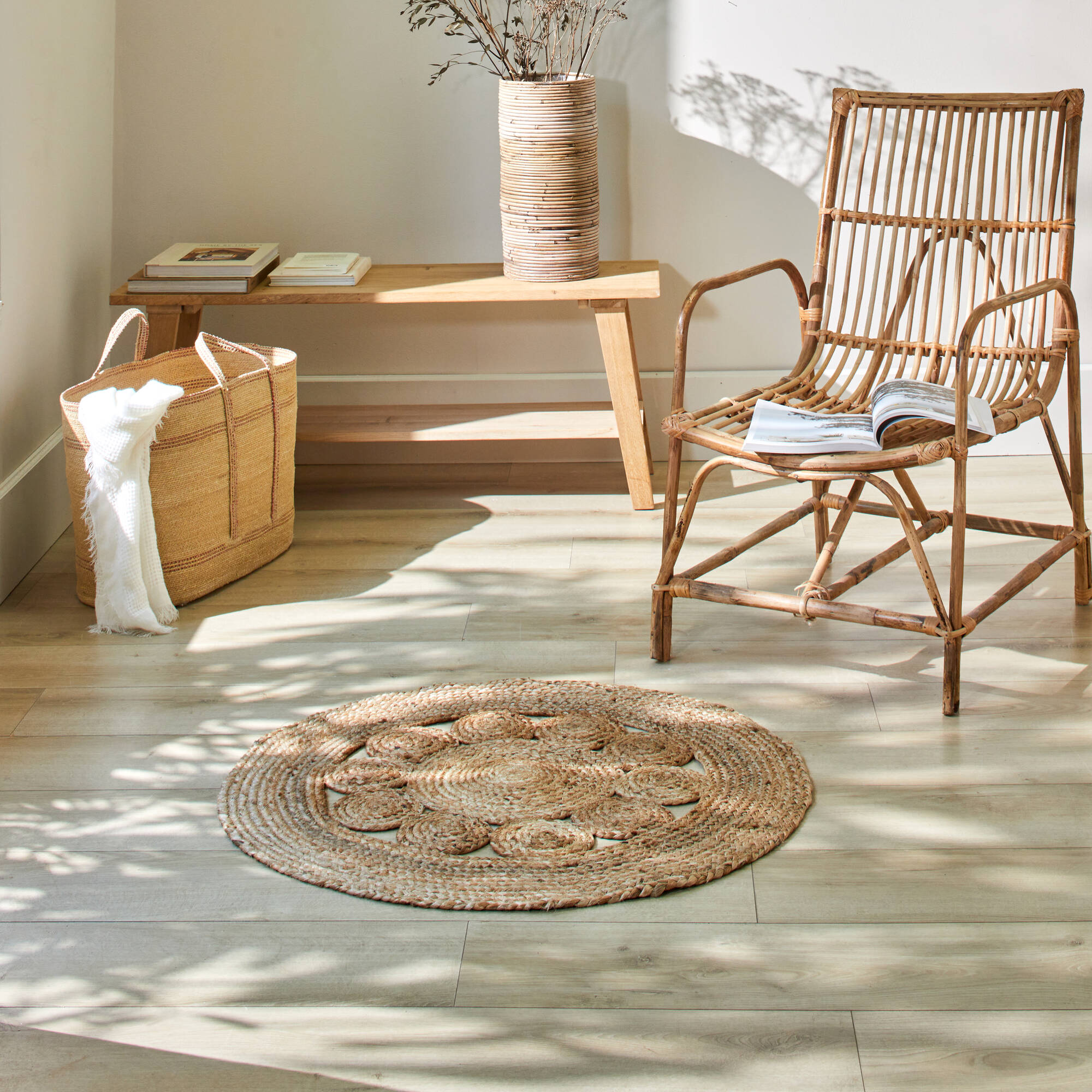 Tapis rond en jute