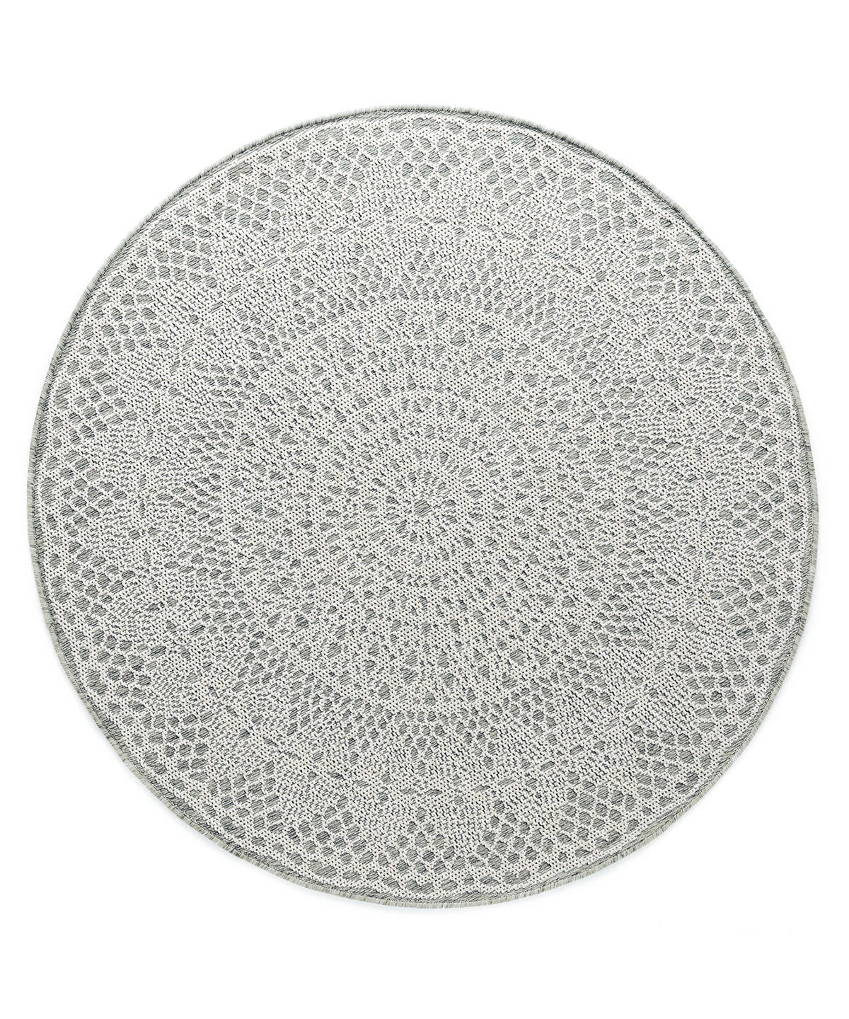 CROCHET BEIGE - Tapis interieur exterieur rond Beige 135x135, OEKO-TEX®