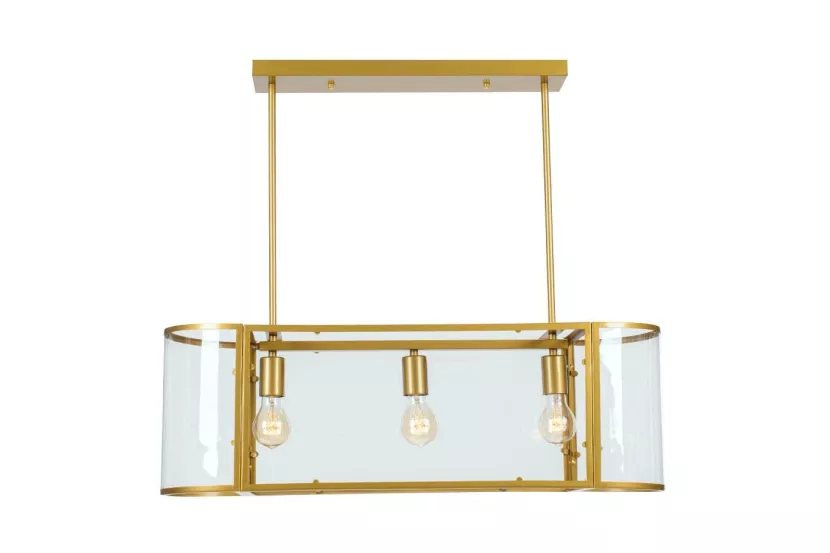 Nowoczesna Lampa Wisząca KOMPAS Przezroczyste Szkło Złoty 78 cm