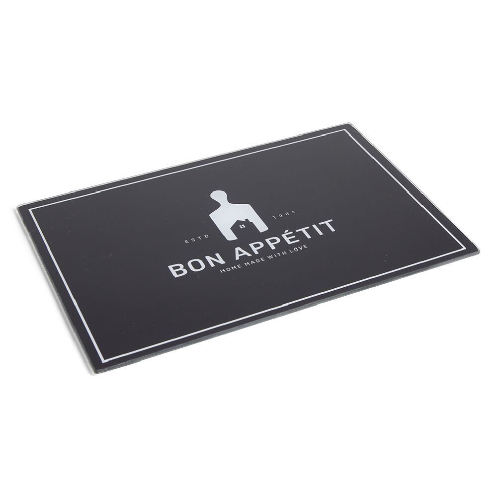 Planche à découper en verre noir Bon appétit 30x38cm