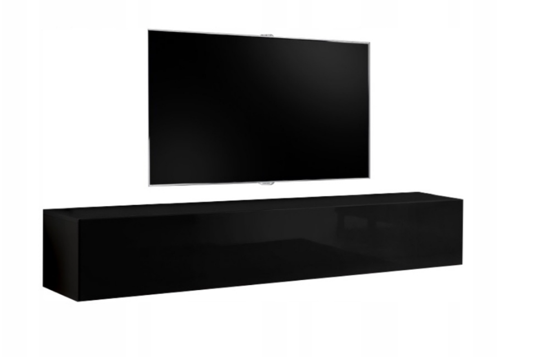 Wisząca Szafka RTV 180cm Czarny połysk SIX w 5 dni